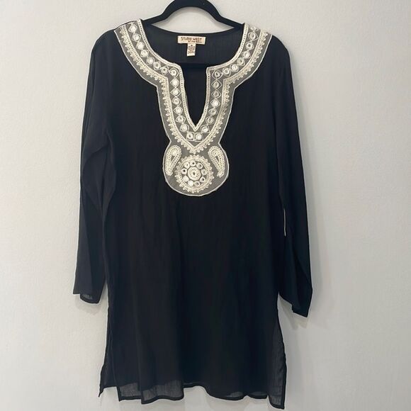 Studio West By the Beach Boho Beach Embroidered Swim Cover Up Dress Sz M - Picture 1 of 7